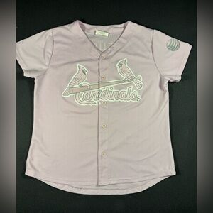 St. Louis Cardinals Matheny Pink Button Up MLB Jersey Women’s/Juniors XL